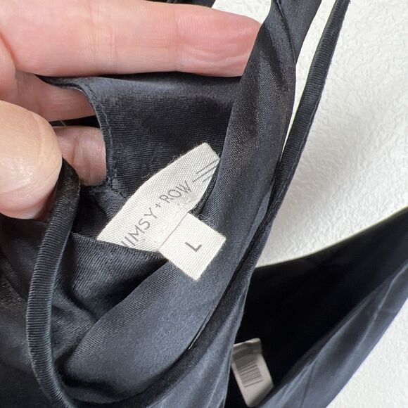 Whimsy + Row Slip Dress Women Large Black Silky Satin Maxi Whimsy Romantic - Picture 6 of 9